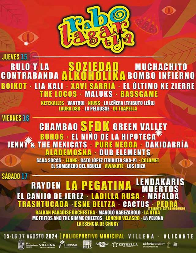 Rabolagartija Festival Cartel por días edición 2024